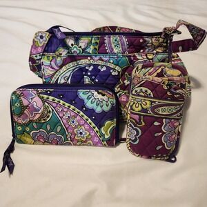 Vera Bradley Plum Crazy Crossbody Hipster Quilted Purse, Wallet, Accessories Cas